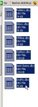Select all of the data (dbx) files