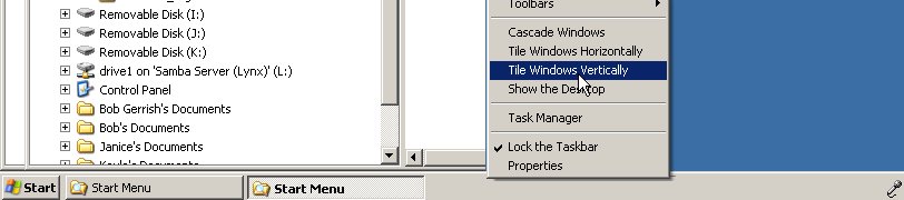 Click on "Tile Windows Vertically"
